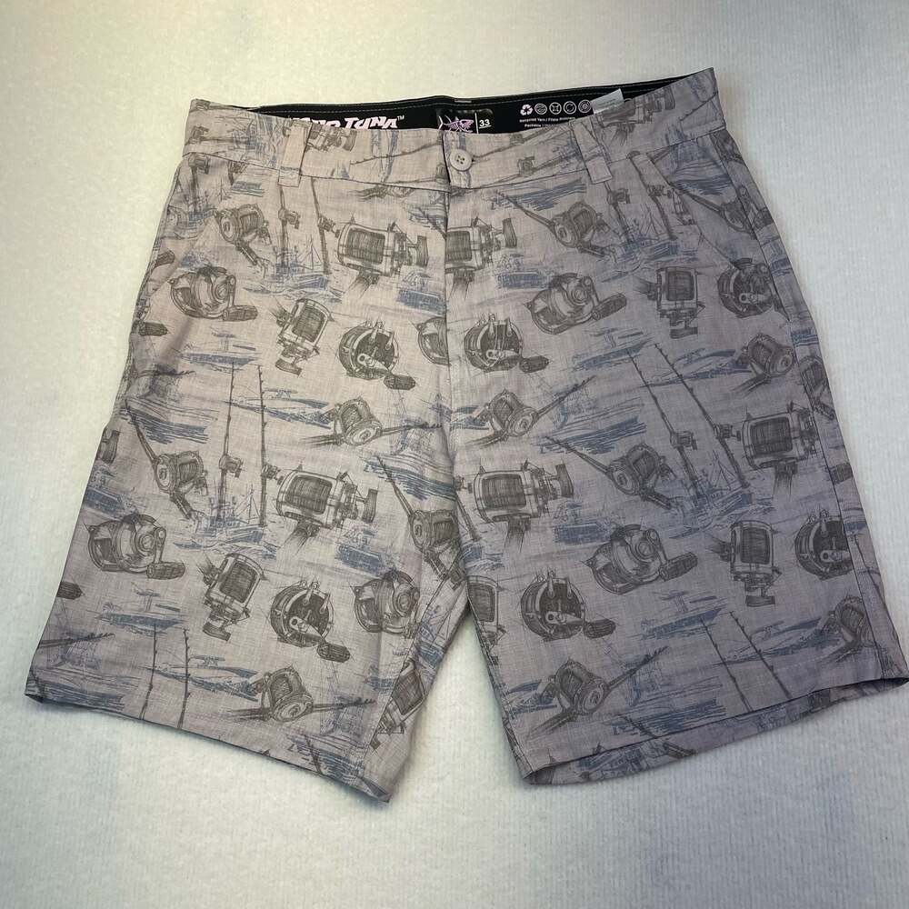 Psycho Tuna Men's Reel'N Hybrid 4-Way Stretch Fishing Shorts Sz 33 9 inch